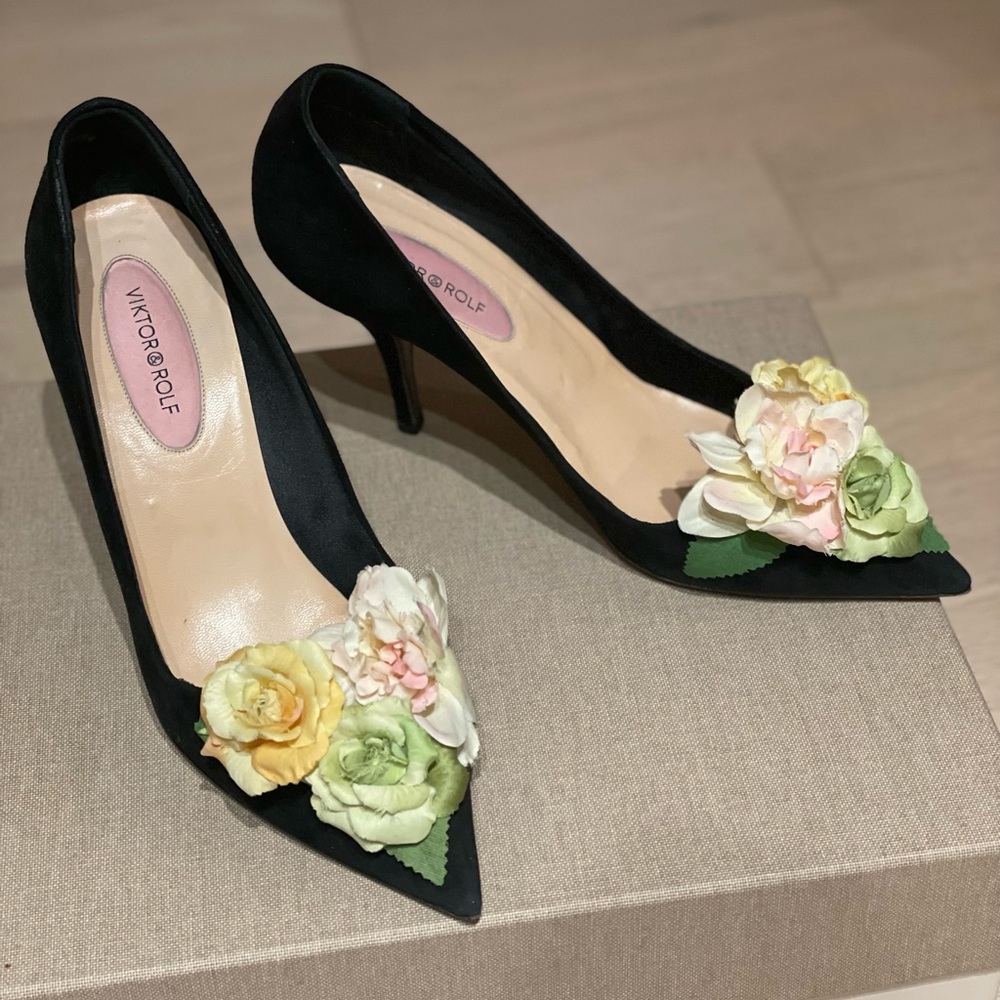 Viktor&Rolf Black Suede Heels BNIB Sz 38 - Picture 2 of 8